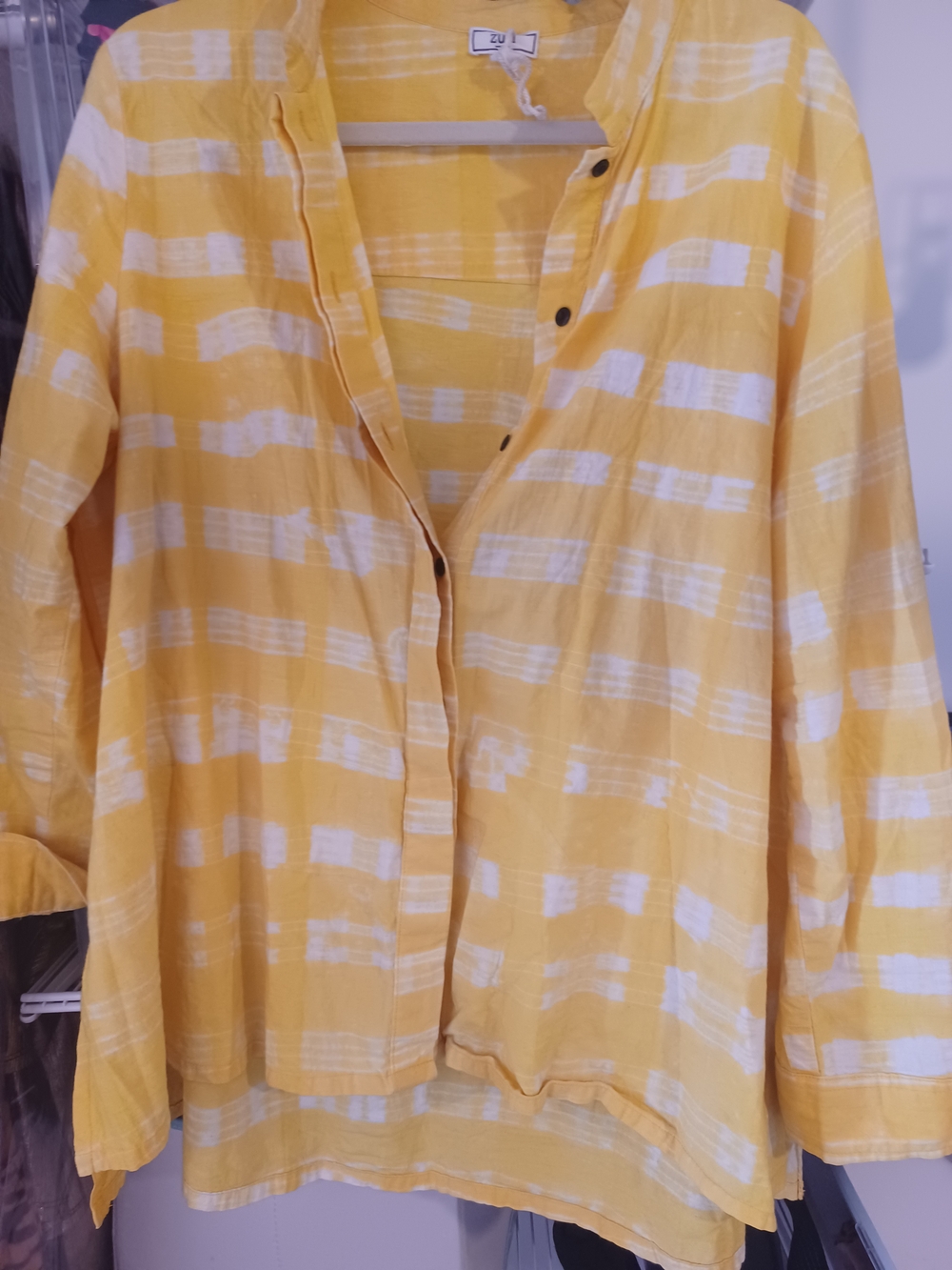 ZURI Yellow & White Striped Button-Up Top